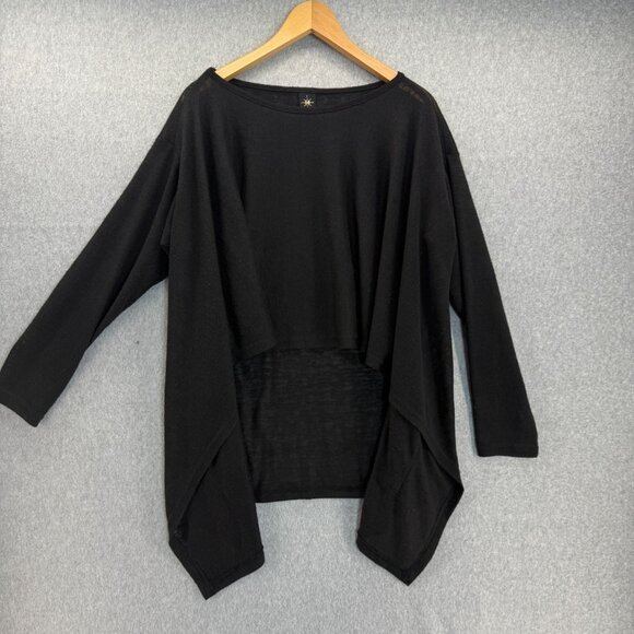 Connies Moon Light Los Angeles OS Black Long Sleeve High-Low Top Drape Pockets - Picture 1 of 12
